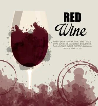 Red wine cup label Stock Illustration