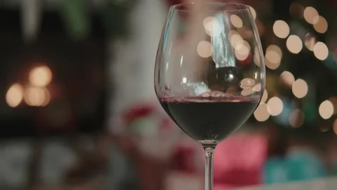 Red wine fireplace handheld Stock Footage 295964799