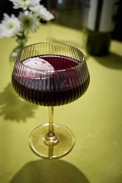Red Wine Float with Ice Cream Trending Dessert Drink Stock Photos