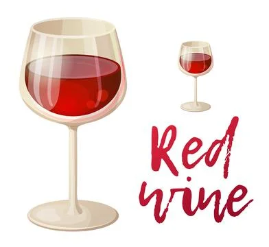 Red wine glass vector illustration. Glass of wine cartoon drink icon isolated on Stock Illustration
