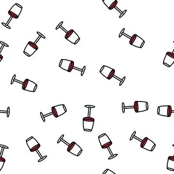 Red wine glass vector seamless pattern Illustrazione stock