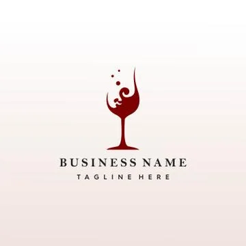 Red wine glasses with abstract shape logo Stock Illustration