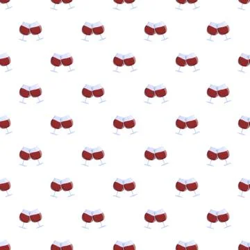 Red wine glasses clinking seamless pattern for celebration Stock Illustration