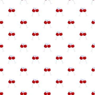 Red wine glasses clinking seamless pattern for celebration Stock Illustration