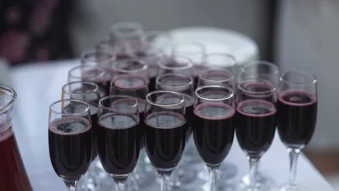 Red wine glasses Stock Footage 98944300