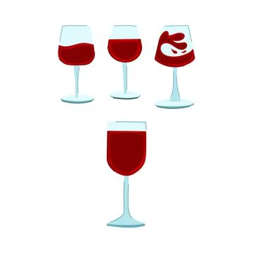 Red wine glasses with liquid splash concept Stock Illustration