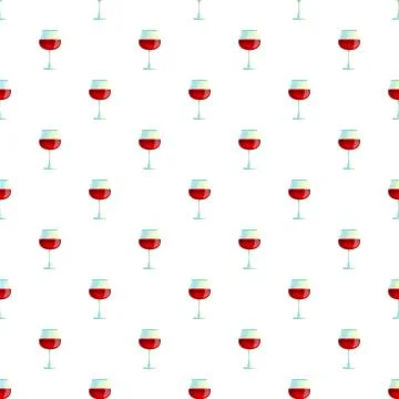 Red wine glasses pattern repeating white background Stock Illustration