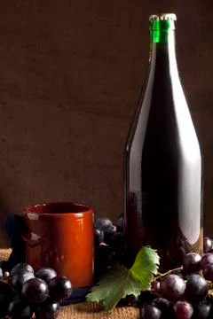 Red Wine with Grapes Stock Photos