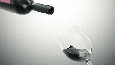 Red wine is poured from bottle into a glass with Transparent Alpha Matte Stock Footage 149303053