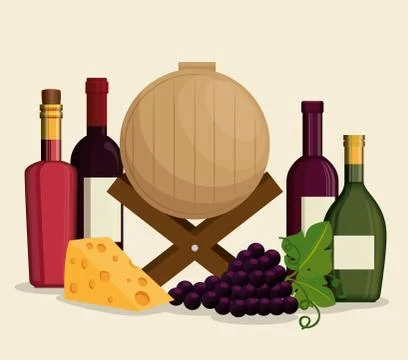 Red wine set icons Illustrazione stock