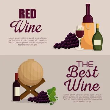 Red wine set icons Stock Illustration