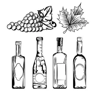 Red wine set icons Stock Illustration