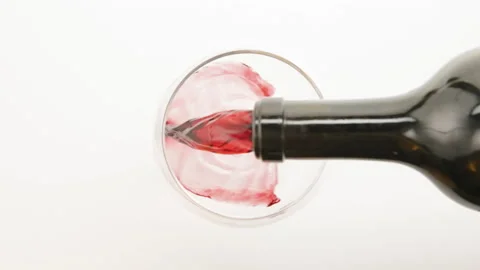 Red Wine Slow Motion Pour 240fps - Top Angle Stock Footage 164814735