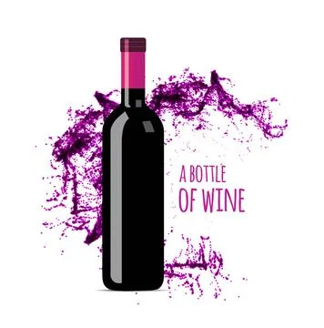 Red wine splash with bottle Red wine splash with bottle. Vector illsustrat... Stock Photos