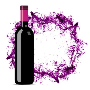 Red wine splash with bottle Red wine splash with bottle. Vector illsustrat... Stock Photos