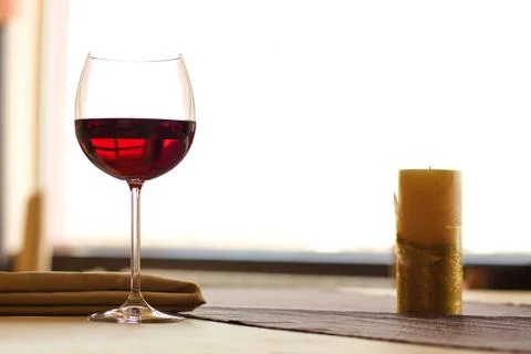 Red wine on table in restaurant Stock Photos