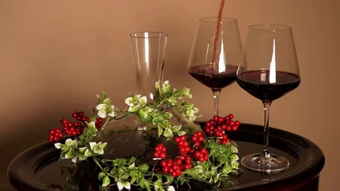 Red wine in two glasses Stock Footage 74588013