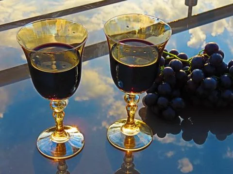Red wine two glasses Stock Photos