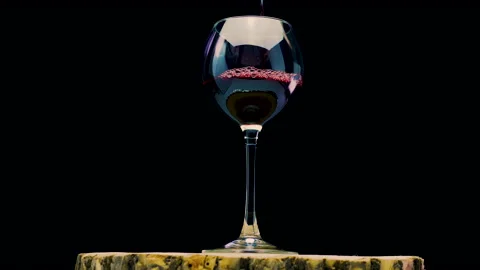 Red Wine Wine Glass Rustic Pour Red Wine Black Background Wine drink close-up Stock Footage 149802994