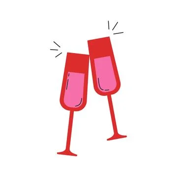 Red wineglasses. Vector illustration in a flat style. Rose wine. Stock Illustration
