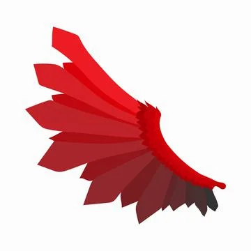 Red wing of devil icon, cartoon style イラスト素材