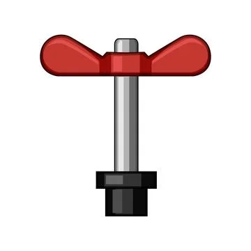 Red winged valve handle turning adjusting mechanism Illustration