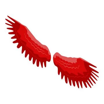 Red wings icon, isometric style Stock Illustration