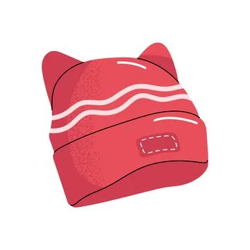 Red winter beanie hat with cat ears vector illustration Stock Illustration