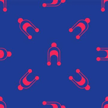 Red Winter hat icon isolated seamless pattern on blue background. Vector Stockillustratie