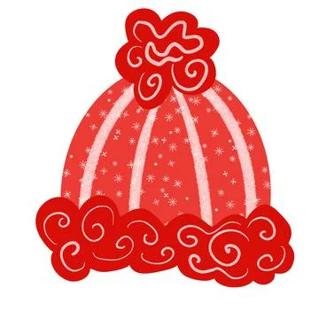 Red winter hat isolated on white background Stock Illustration