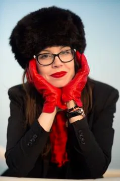 Red wintery smile Stock Photos