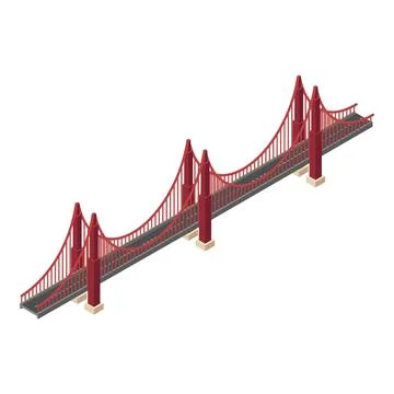 Red wire bridge icon, isometric style Stock Illustration