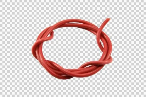 Red wire cable of usb and adapter isolated on white background.Selection focu Stock Photos