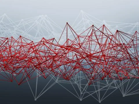 Red wire-frame lattice mesh. 3d render イラスト素材