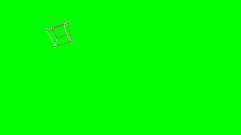 A red wireframe cube structure isolated on a bright green chroma key screen Stock Footage 340265067