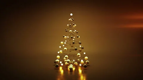 Red wireframe mesh of christmas tree 3D render loopable animation Video stock 139621062