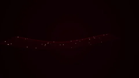 Red Wireframe Mesh Ribbon and Glowing Data Points Wave Loop Stock Footage 345255131