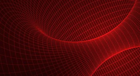 Red wireframe mesh tunnel. Stock Illustration
