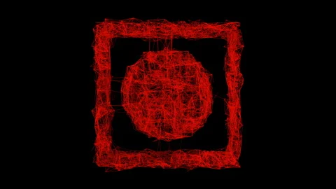Red Wireframe Record Button Icon Reveal for Digital Video Recording Stock Footage 346889085