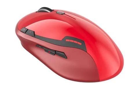 Red Wireless Computer Mouse, 3D rendering Illustrazione stock
