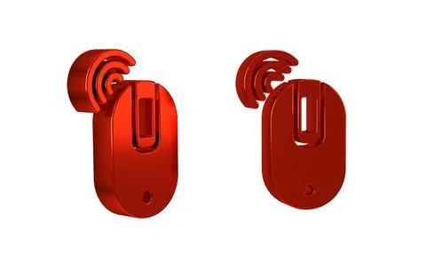 Red Wireless computer mouse icon isolated on transparent background. Optica.. Ilustración de archivo