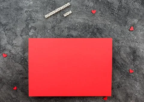 Red wish-leaf on a gray background. Valentines day theme Stock Photos