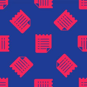 Red Wish list template icon isolated seamless pattern on blue background. Vector 스톡 일러스트