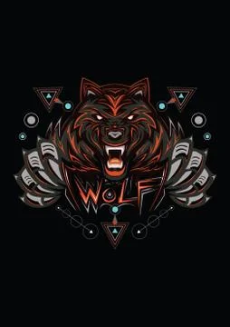 Red Wolf illustration wolves Stock Illustration