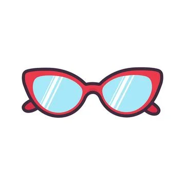 Red womens sunglasses. Flat vector illustration. Isolated image on a white Stock Illustration