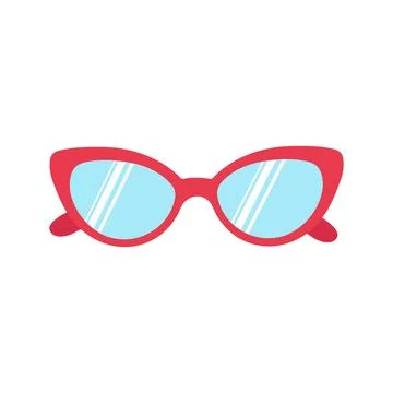 Red womens sunglasses. Flat vector illustration. Isolated image on a white Illustrazione stock