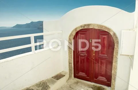 Red wood door Stock Photos