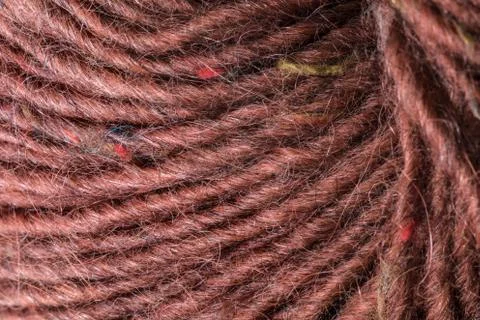 Red wool thread ball macro closeup Stock Photos