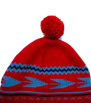 Red woolen winter hat Stock Photos