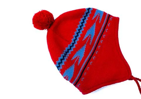 Red woolen winter hat Stock Photos